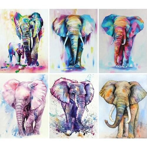 KAMY YI Animal Color Elephant Diamond Painting Cross Stitch Set 5D Diy Full Diamond Embroidery Mosaic Home Decoration