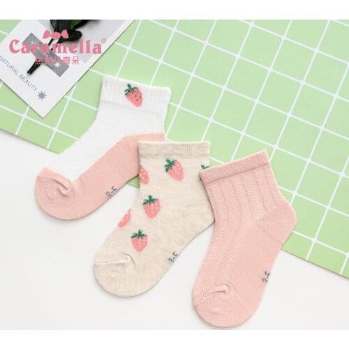 Caramella Children Socks Baby Girl Cotton Breathable Mesh socks Spring summer Cute Animal Little Whale Strawberry Print Socks