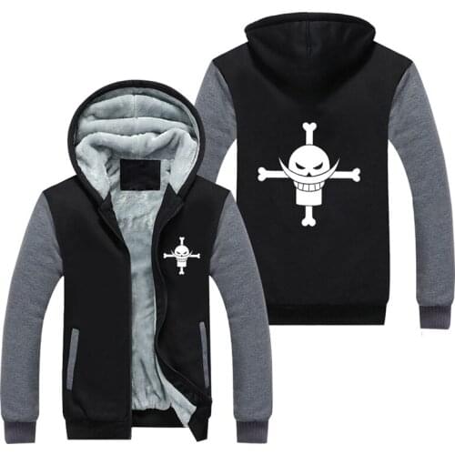 One Piece japanese anime law chooper Luffy Straw Hat Skull Cosplay Costume winter Hoodie law thicken fleece jacket coat