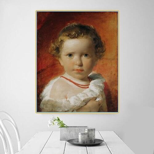 Citon Friedrich von Amerling《Portrait of Princess Karoline von Liechtenstein aged one and a half》Canvas Oil Painting Decoration