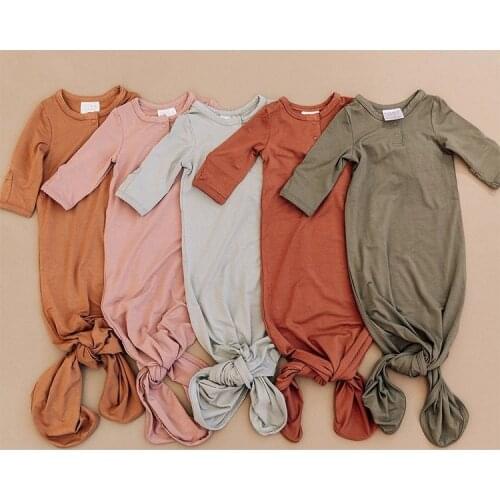 Knotted Baby Gown Cotton Newborn Baby Swaddle Blanket Baby Sleeping Bag Kids Baby Girl Boy Sleeping Gowns