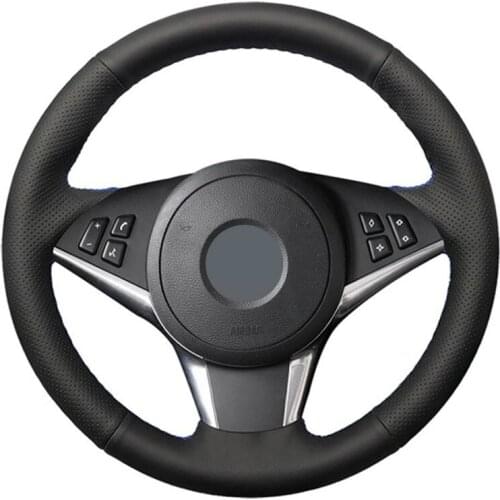 DIY Black Soft Alcantara & Leather Car Steering Wheel Cover For BMW E61 E63 E64 630i 645Ci 650i E60 530d 545i 550i 2004-2009