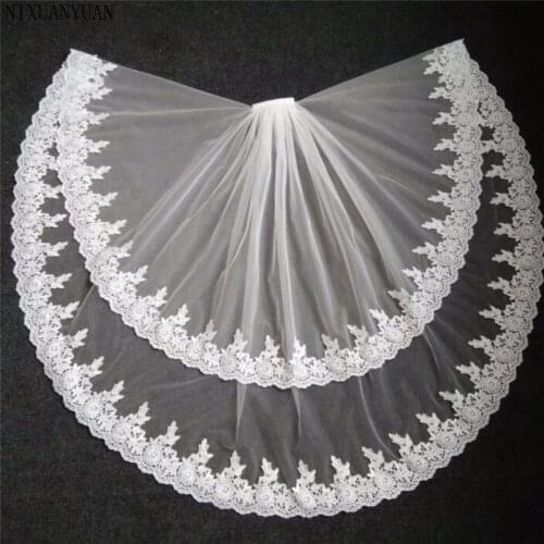 2021 Elegant Bridal Veils Lace Edge Two Layer Wedding Veil Tulle Ivory White veu de noiva Bridal Accessories With Comb