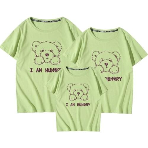 2021 I AM HUNGREY Bear Family Cotton Clothes Summer Good Quality Top Tees Women Men Matching Outfits