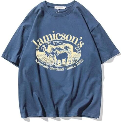 Summer Cotton Tops Tees Chemise Femme Casual Short Sleeve Letter Jamieson Harajuku Streetwear T Shirt Women Clothes Blue