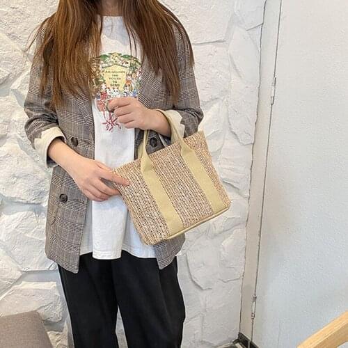 Summer Trend Straw Bags New Popular Hit Color Handbags For Women 2021 Designer Luxury Zipper Color Matching Tote Bag