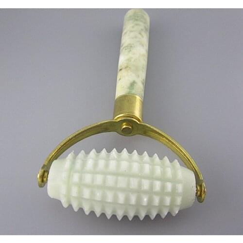 Face Natural Jade Roller Wheel Trigger Point Massage V Slimming Acupoint Rolling Brush Health Care Tool Therapy Body
