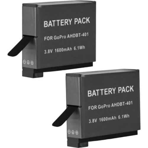 2PCS 1600mah Rechargeable Li-ion battery For GoPro hero 4 Battery ahdbt 401 Camera Bateria AHDBT401