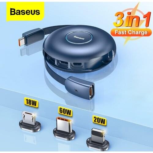 Baseus Magnetic Cable PD 20w Type C Fast Charging Magnet Charger Micro USB C Cable For iPhone Xiaomi Mobile Phone Wire Data Cord