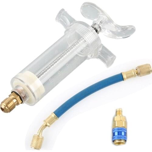 Oil/Dye Injector 30Ml 1 Oz With Low Side Quick Coupler Adapter 1/4 SAE X4T7 For Air Conditioning Automotive Oiler Syringe