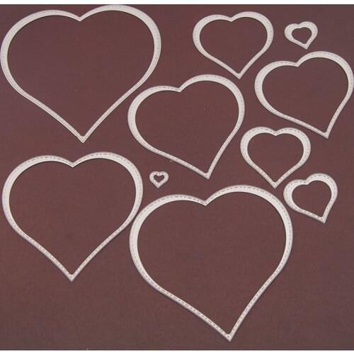 Metal Embossed Cutting Die Carbon Steel Paper Cutting Mold Card Stencils DIY Puzzle Theme Template 10 Pieces Set Heart Shaped
