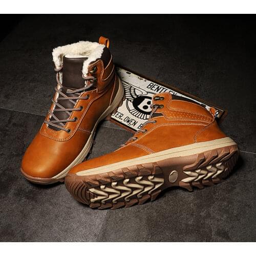 Hemmyi Autumn Winter NEW Waterproof Fabric Mens Hiking Boots Outdoor Non-slip High-top Men Sneaker Trekking Shoes Tactical Boots