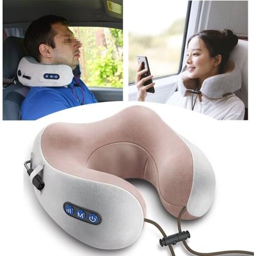 U Shaped Memory Foam Electric Neck Massage Pillows Multifunctional Shoulder Cervical Massager Outdoor Home Car Masajeador