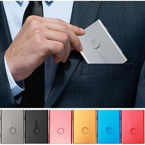 Business Card Holder Hand Push Card Case Bank Card Membership Package Metal Ultra Thin Business Card Packaging Box Organizer