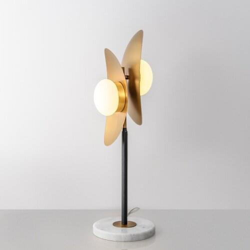 Light luxury living room desk lamp, wrought iron character, the head of a bed bedroom lamp American marble base table