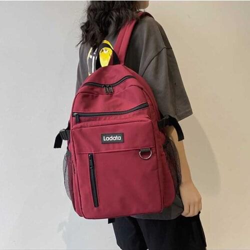 School Backpack Womens Solid Color Students Top Backpacks For Girls Fashion Female Bags College Large Capacity Casual Schoolbag