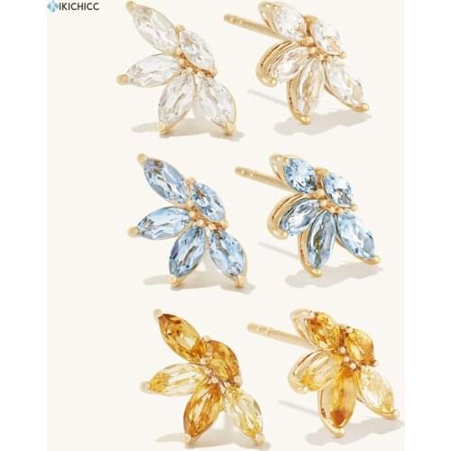 KIKICHICC 925 Sterling Silver Gold Clear Oval Zircon Flower Stud Earring Women Luxury Clips 2021 Pendiente Yellow Fine Jewelry