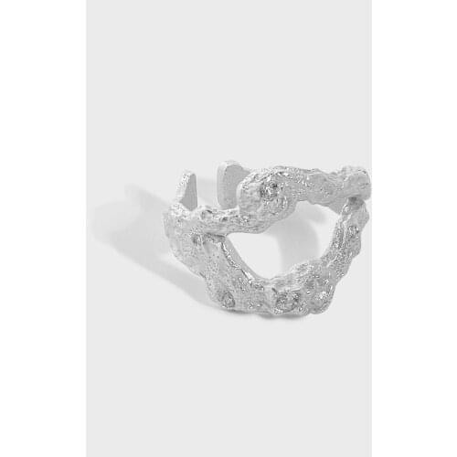 SHANICE Wide Face S925 Sterling Silver Open Ring Ins Irregular surface micro-inlaid zircon Argent 925 Massif Femme Fine Jewellry