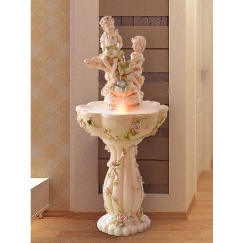 TT European-Style Floor Fountain Water Waterscape Decoration Lucky Fengshui Wheel Angel Fish Pond Living Room Decoration Wedding