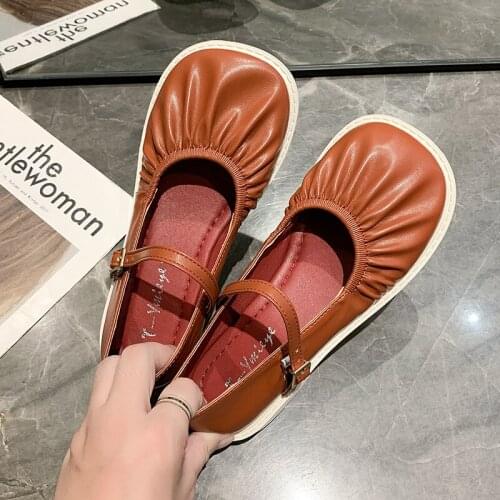 2021 New Spring Autumn Luxury Branch Shoes Women Round Toe Chunky One Line Buckle Pu Leather Shoes Dress Soft Cosy sandals Sweet