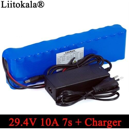 Liitokala 24V 10ah 7S4P batteries 250W 29.4v 10000mAh Battery pack 15A BMS for motor chair set Electric Power + 29.4V 2A Charger