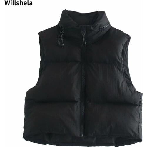 Willshela Women Fashion Front Zipper Solid Vest High Neck Sleeveless Casual Female Jacket Chic Outfits