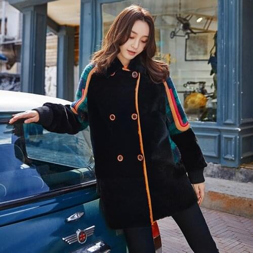 Natural Fur Coat Women Real Sheep Fur Jacket Streetwear Winter Coat Women Clothes 2020 Double Faced Wool Coat Tops Hiver -006A
