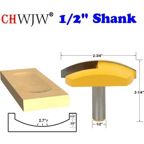 1pc 1/2" Shank Large Bowl Router Bit - 2.7" Radius - 2-3/4" Wide For Woodworking Cutting Tool - Chwjw 16172