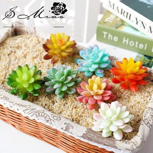 1Pc Green Flocking Artificial Succulents Plants Home Garden Office Living Room Desk Decoration Simulated Bonsai Craft Accessory