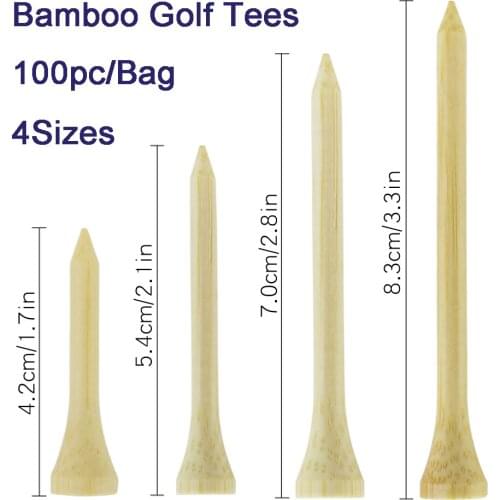 100pc/bag bamboo golf tees 4 sizes for irons putter varied peg 1.7in 2.1in 2.8in 3.3in for golfer gift golf ball holder 골프tee
