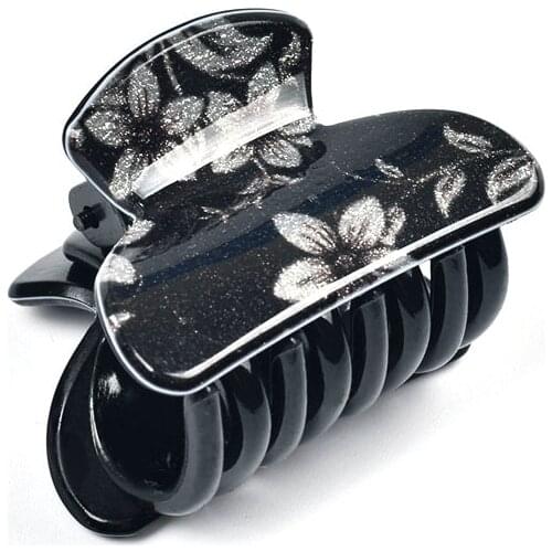 4cm High Quality Acrylic Plastic Hair Accessories Girls Hair Claw Clip Small Clear Black and White Hair Plate 11004
