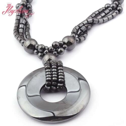 4x5mm Column (No Magnetic) Hematite Natural Stone Beads For Women Tribal Halsband Jewellery Pendant Necklace 31" Free Shipping