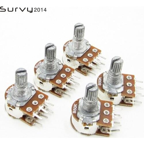 5 PCS/Lot Potentiometer Resistor 10K 50K Ohm 6 Pin Linear Taper Rotary Potentiometer for Arduino