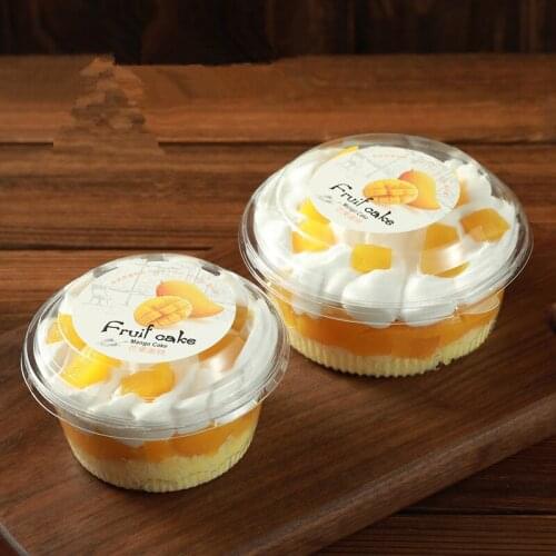 50pcs High quality PET plastic round cream cake box birthday party favors dessert boxes packaging pudding ice cream cup with lid