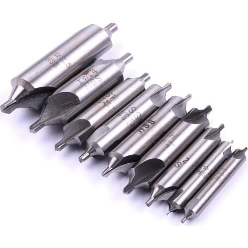 9Pcs/Set 2 Flutes B type Combine Center Drill Bit HSS Flute diameter 1 1.5 2 2.5 3 3.15 3.5 4 5 mm Metalworking Drill Bit Tool