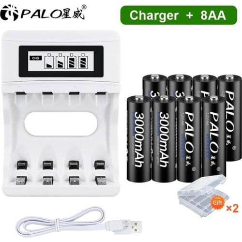 PALO 1.2V NI-MH AA Rechargeable Battery Smart Charger 3000mAh AA Rechargeable Batteries For camera Anti-dropping toy car