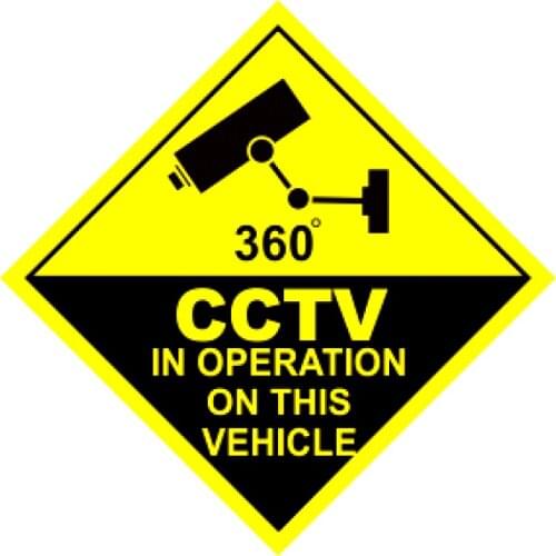 B0720 Self-adhesive Decal CCTV in Operation on this Vehicle 360 Degree Car Sticker Waterproof Auto Decors on Bumper Rear Window