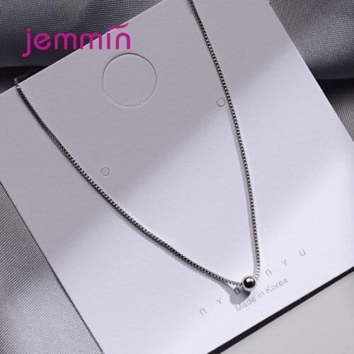 Minimalist Wedding Beads Pendant Necklaces 925 Sterling Silver Fashion Woman Box Neck Chain Necklaces Jewelry