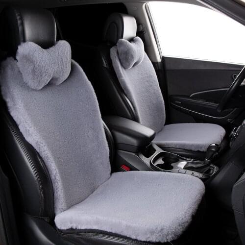 KAWOSEN Faux Rabbit Fur Car Seat Cover Universal Artificial Plush Car Seat Cushion Winter Warm Automobile Red Seat Covers FFSC04