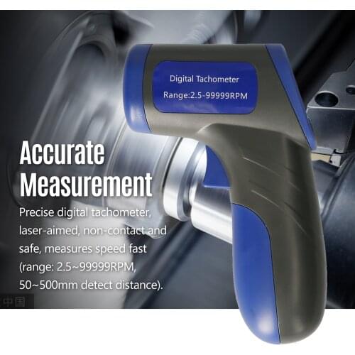 KKmoon Digital Tachometer Non-Contact Laser Tachometer Handheld RPM Meter Speedmeter with Backlit LCD for Motor Machine Lathe