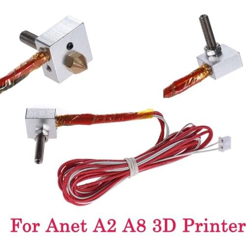 DIY Hot End Kit 0.4mm Nozzle & M6 30mm Extruder Throat Heater & Thermistor & Aluminum Heater Block for Anet A2 A8 3D Printer