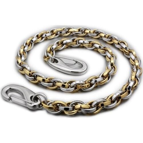 Two Tone 316L Stainless Steel 14" ~ 36" Mens Biker Rocker Punk Wallet Chain 5N008WC 3P1