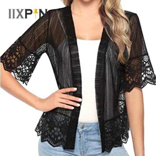 Elegant Women Lace Bolero Shrugs Shawl Short Sleeve Open Front See Through Cardigans Ballet Dance Wear Wedding Accessories