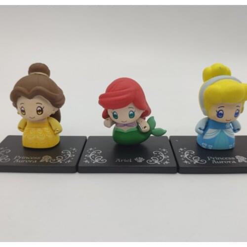 Bandai Princess Series Mini Ariel Cinderella Blockman Genuine Ornaments PVC Figures Cartoon Model Toy