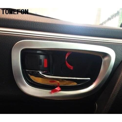 TOMEFON 4pcs For Toyota Corolla Altis E170 2014 2015 ABS Chrome Interior Door Cup Bowl Handle Cap Trim