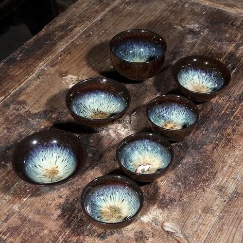 Ceramic Porcelain Tea Cup Bowl Teaware Tea Set Cup Kungfu Tea Cup Set Glaze Kiln Becomes Master Teacup Colorful Tea Cup