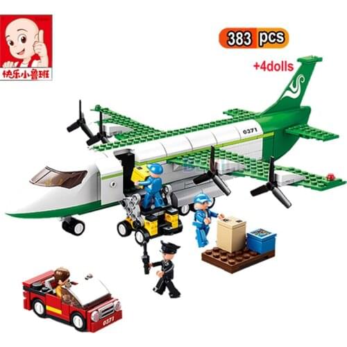 Sluban 383Pcs City Aviation Cargo Plane Airfield Sets Model Building Blocks Passenger Aircraft DIY Educational Bricks Toys Gift