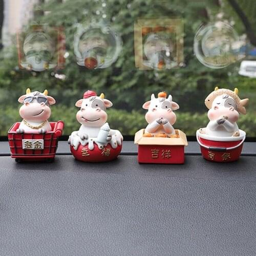Cow Family Ornaments Small Statue Figurine Animal Model Landscape Chinese New Year Decor Miniatures Home Decorations