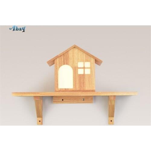 Creative Wooden Hut Shape Wall Lamps for Children Bedroom Corridor Country Home Decor Wall Sconce Light Dining Room Deocr Led