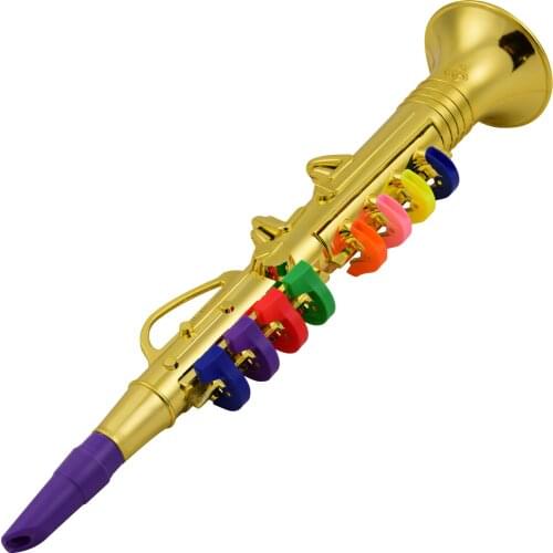 Musical Wind Instruments Clarinet for Kids Toddlers ABS Metallic Gold Clarinet